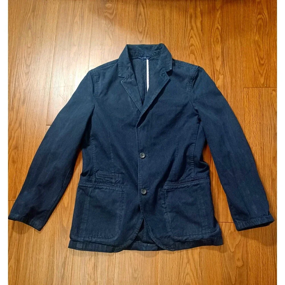 Gap Y2K Men's Navy Blue Denim 2 Button Blazer Jacket Size Medium